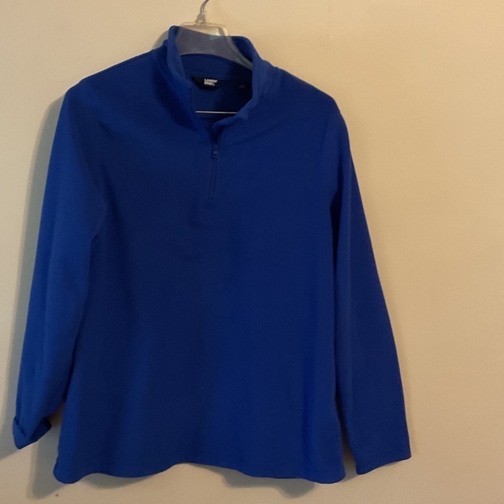 Lands' End Vibrant Blue Fleece Pullover Large
